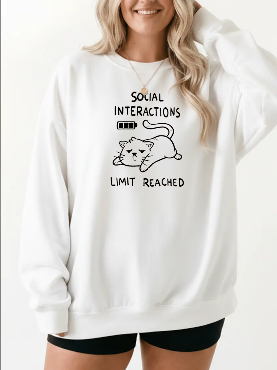 Vintage Social Interactions Limit Reached Graphic Sweatshirt