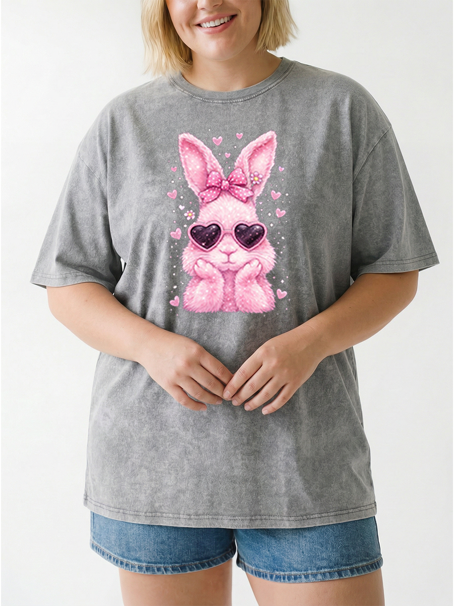Vintage Cute Easter Bunny Washed T-Shirt