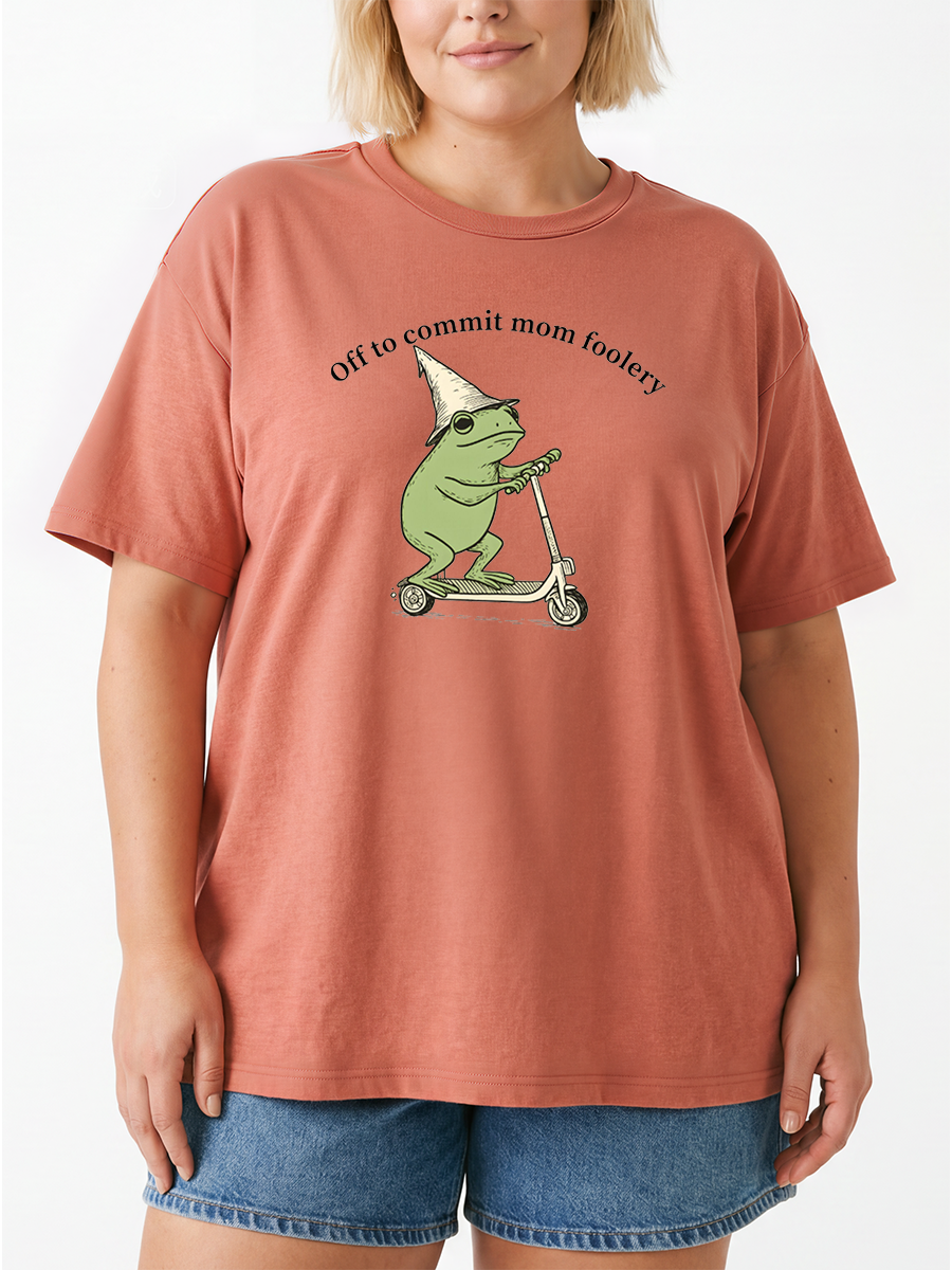 Vintage Off To Commit Mom Foolery Oversize Graphic Tee