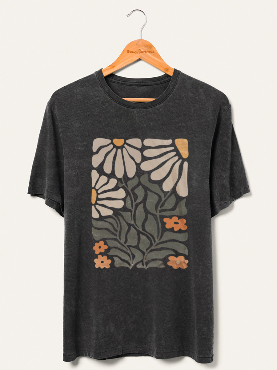 Vintage Boho Flowers Washed T-Shirt