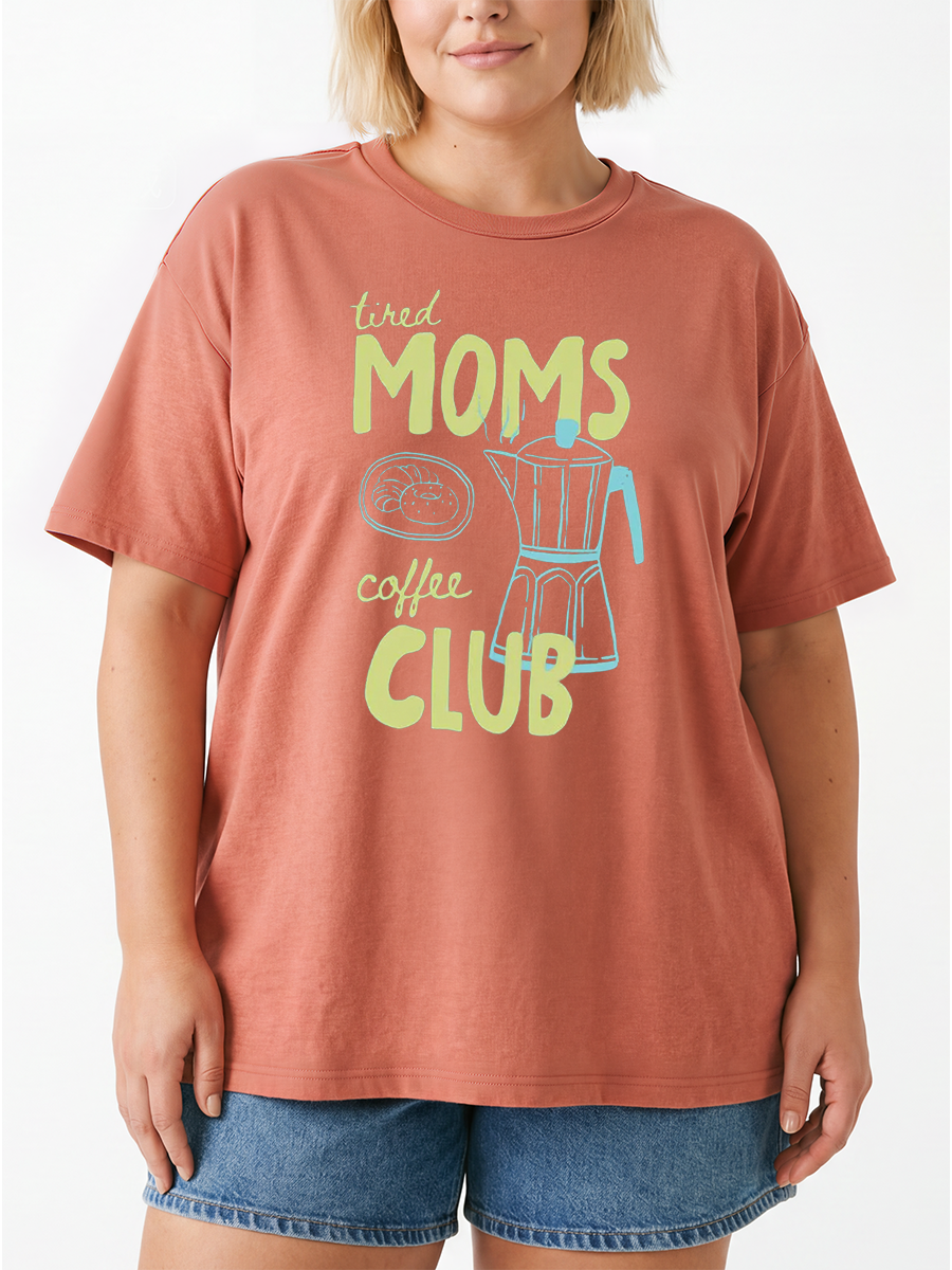 Vintage Tired Moms Coffee Club Oversize Graphic Tee