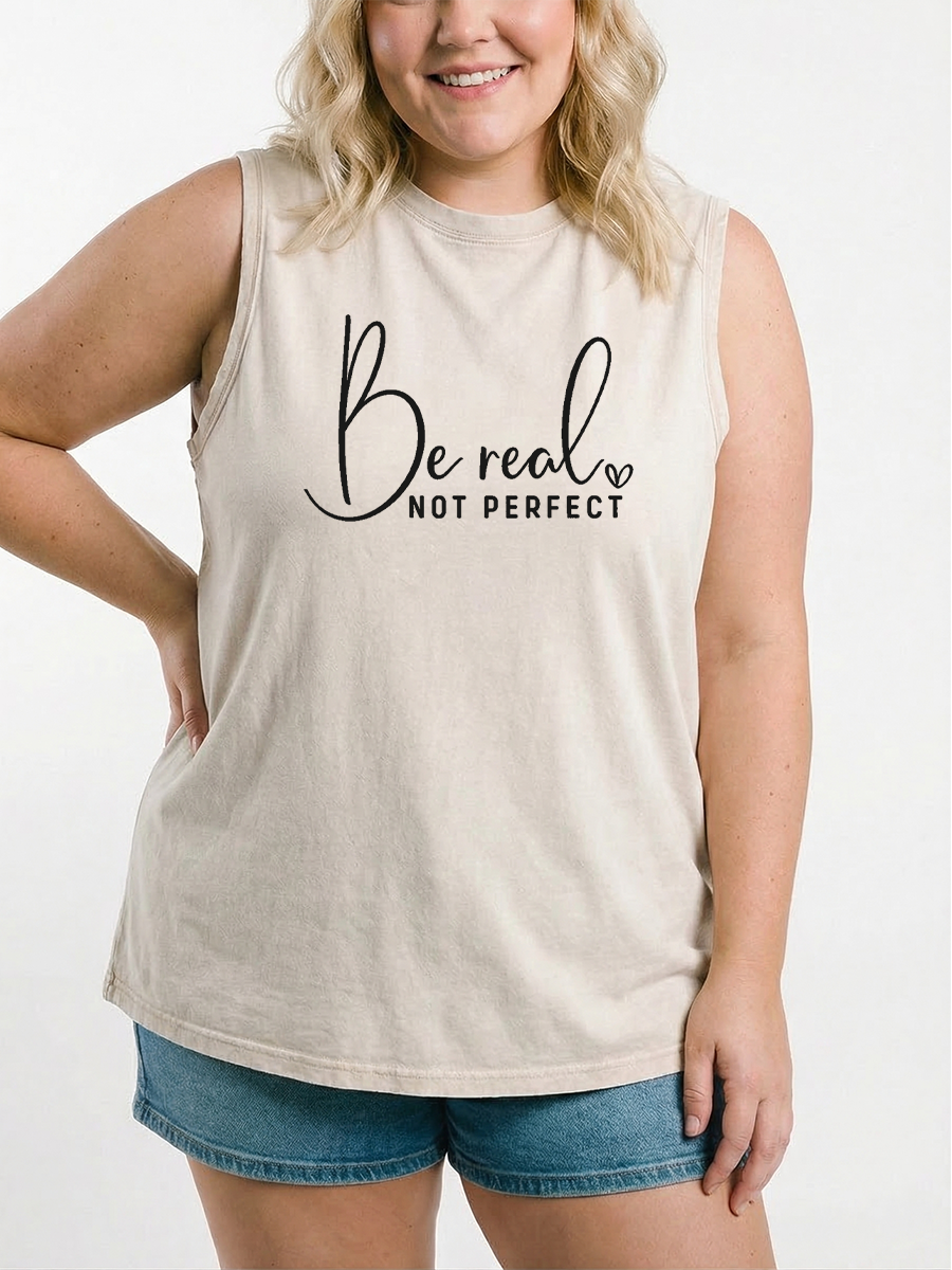 Vintage Be Real Not Perfect Washed Tank