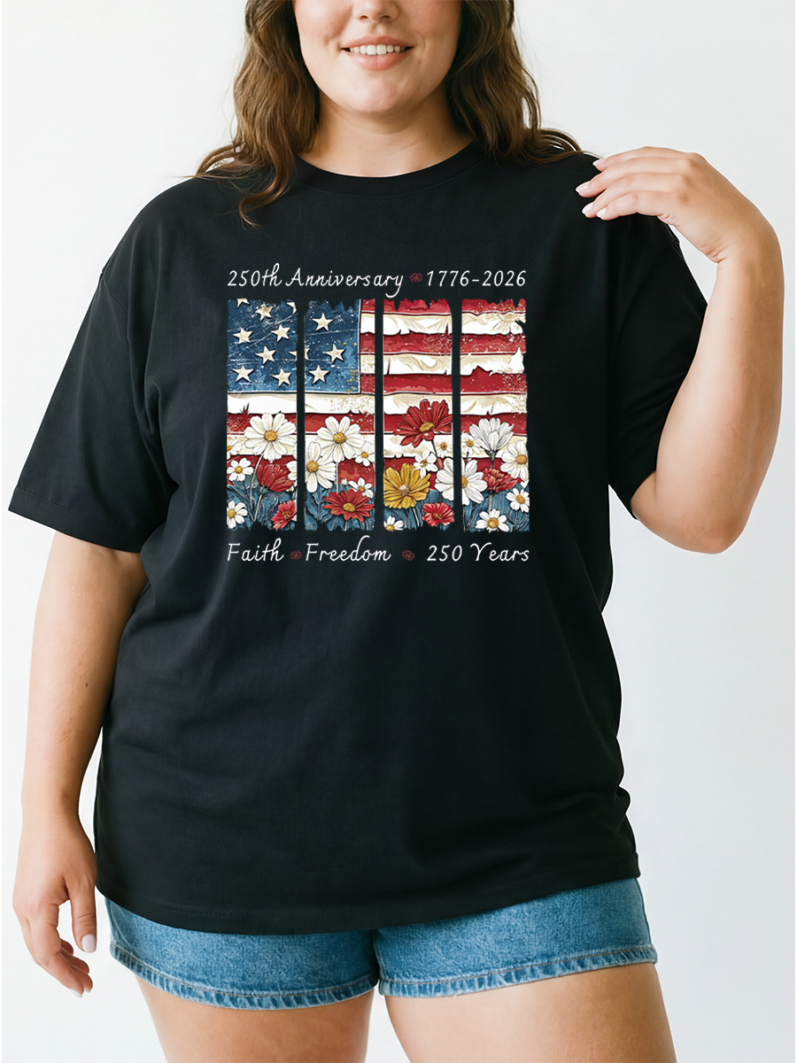 Vintage Faith Freedom 250 Years Oversize Graphic Tee