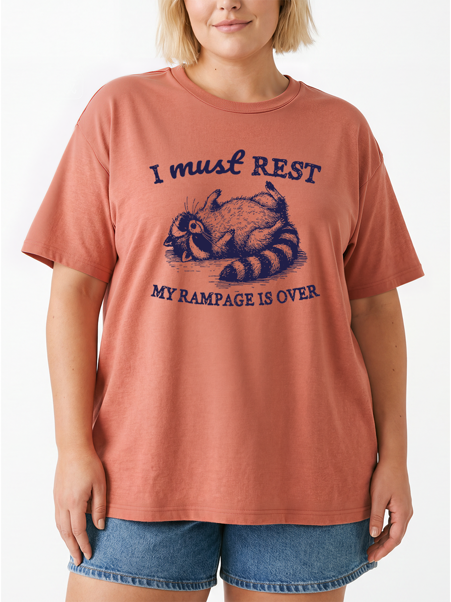 Vintage I Must Rest My Rampage Is Over Oversize Graphic Tee