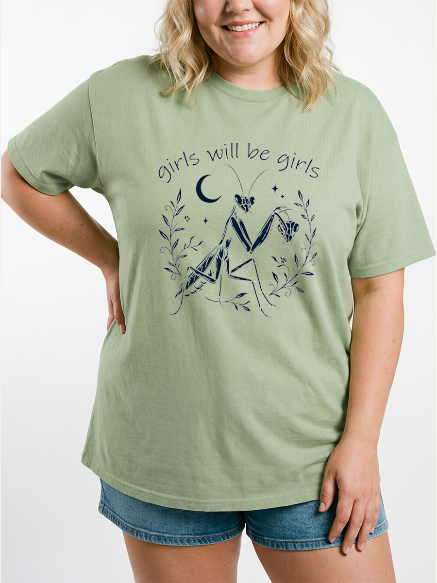 Vintage Girls Will Be Girls Funny Feminist Empowerment  Oversize Graphic Tee