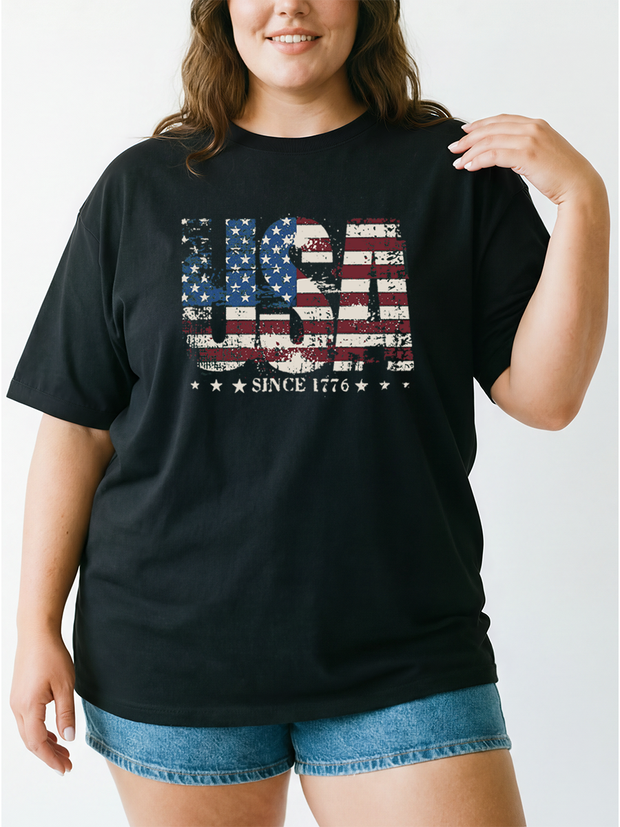 Vintage Usa Since 1776 Oversize Graphic Tee