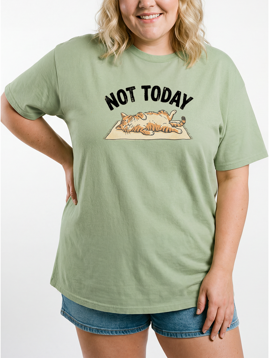 Vintage Not Today Relaxed Cat Oversize Graphic Tee