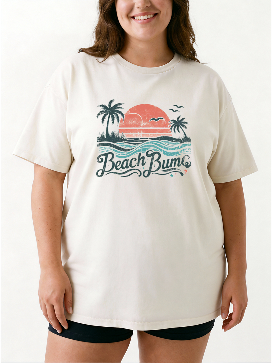 Vintage Retro Summer Beach Bums Oversize Graphic Tee