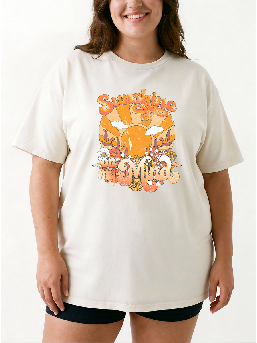 Vintage Sunshine On My Mind Oversize Graphic Tee