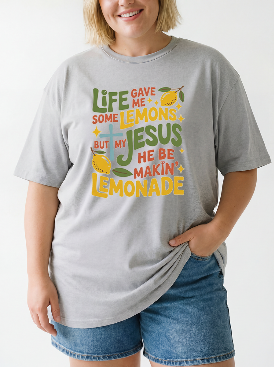 Vintage Life Gave Me Lemons But My Jesus Made Lemonade Oversize Graphic Tee