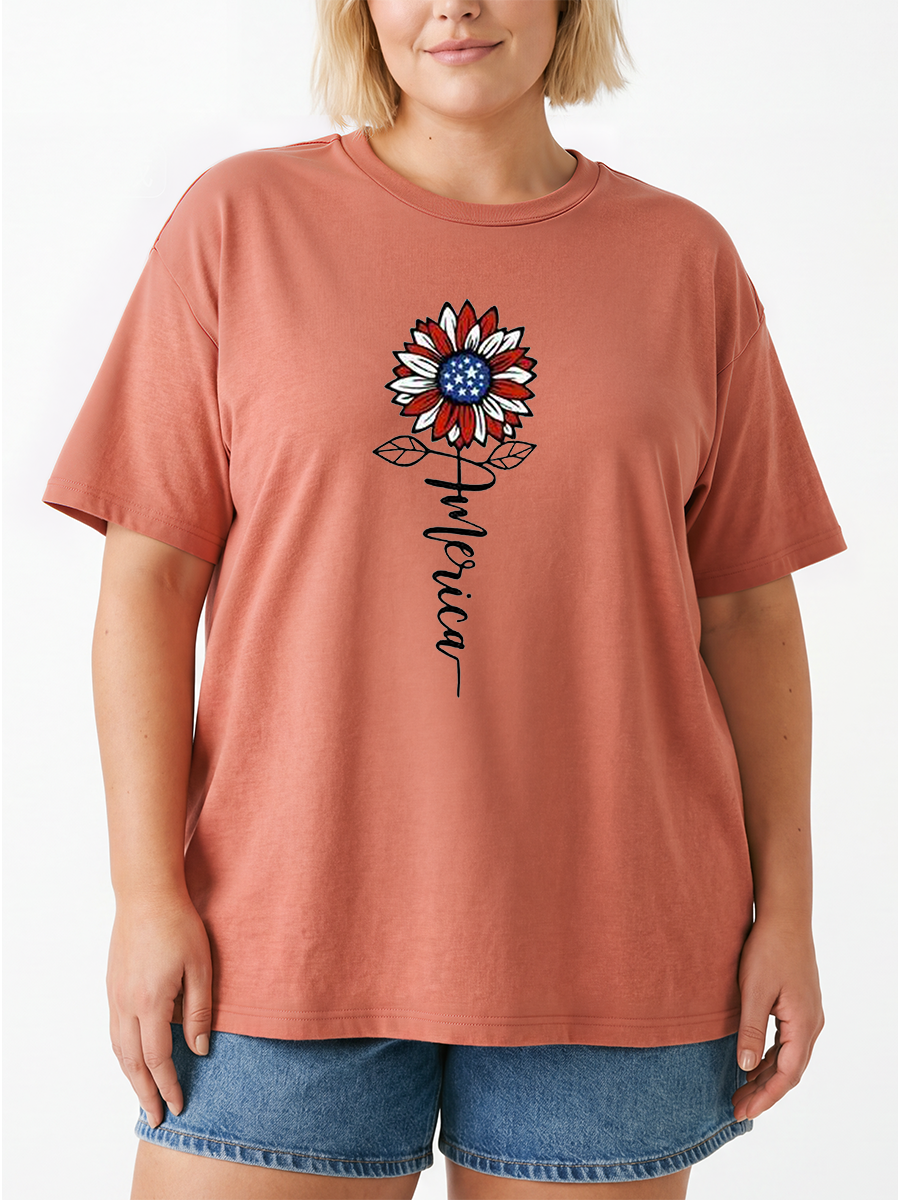 Vintage America Flag Mama Oversize Graphic Tee