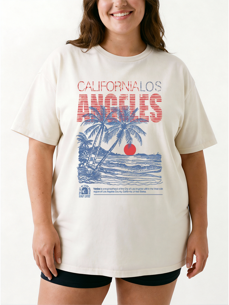 Vintage Los Angeles Summer Life  Oversize Graphic Tee