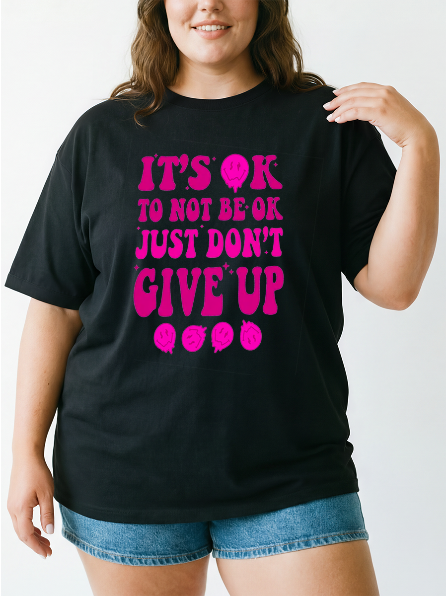 Vintage It'S Ok To Not Be Ok Oversize Graphic Tee