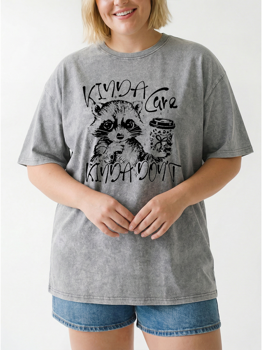 Vintage Kinda Care Kinda Don'T Snarky Washed T-Shirt