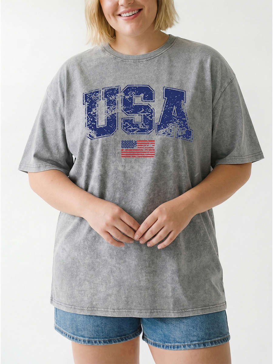 Vintage Retro Usa Washed T-Shirt