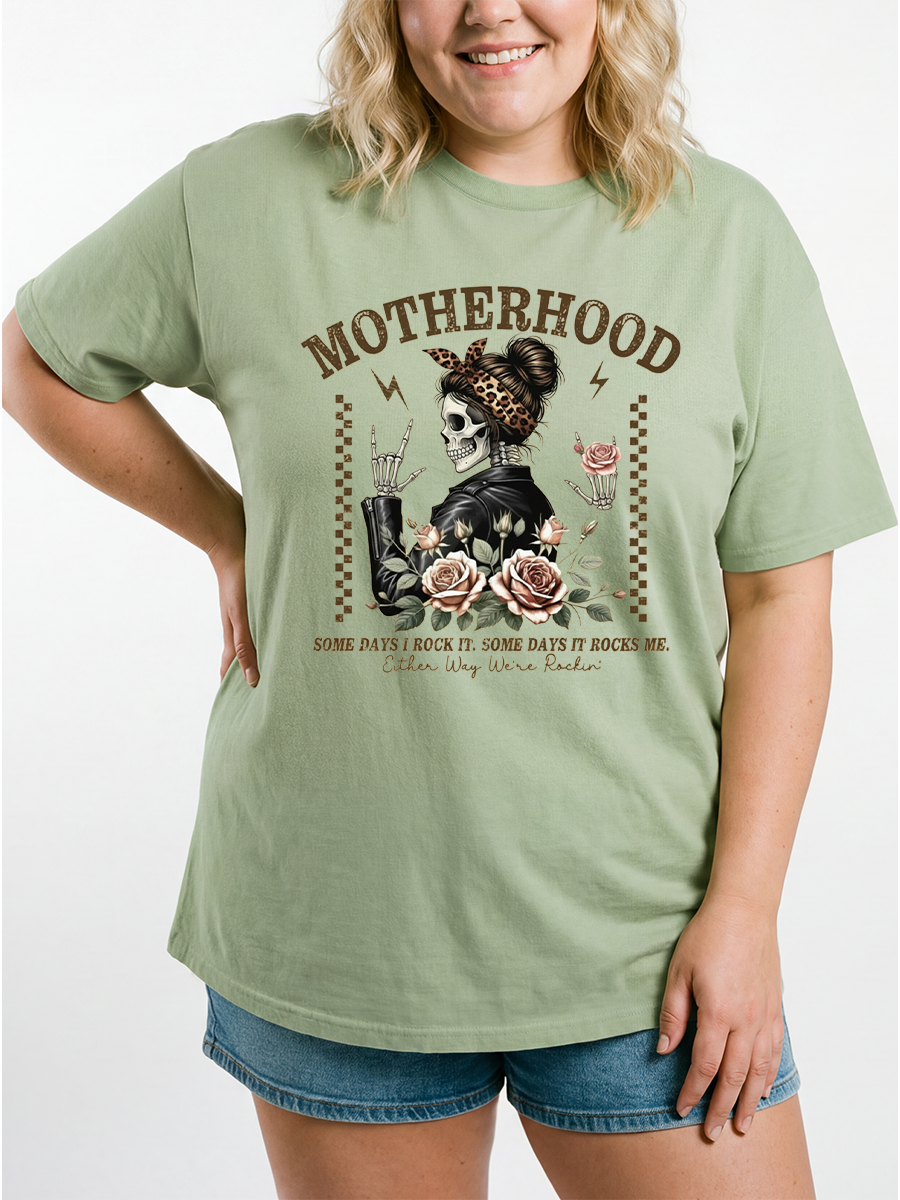 Vintage Rockin Motherhood Skeleton Oversize Graphic Tee