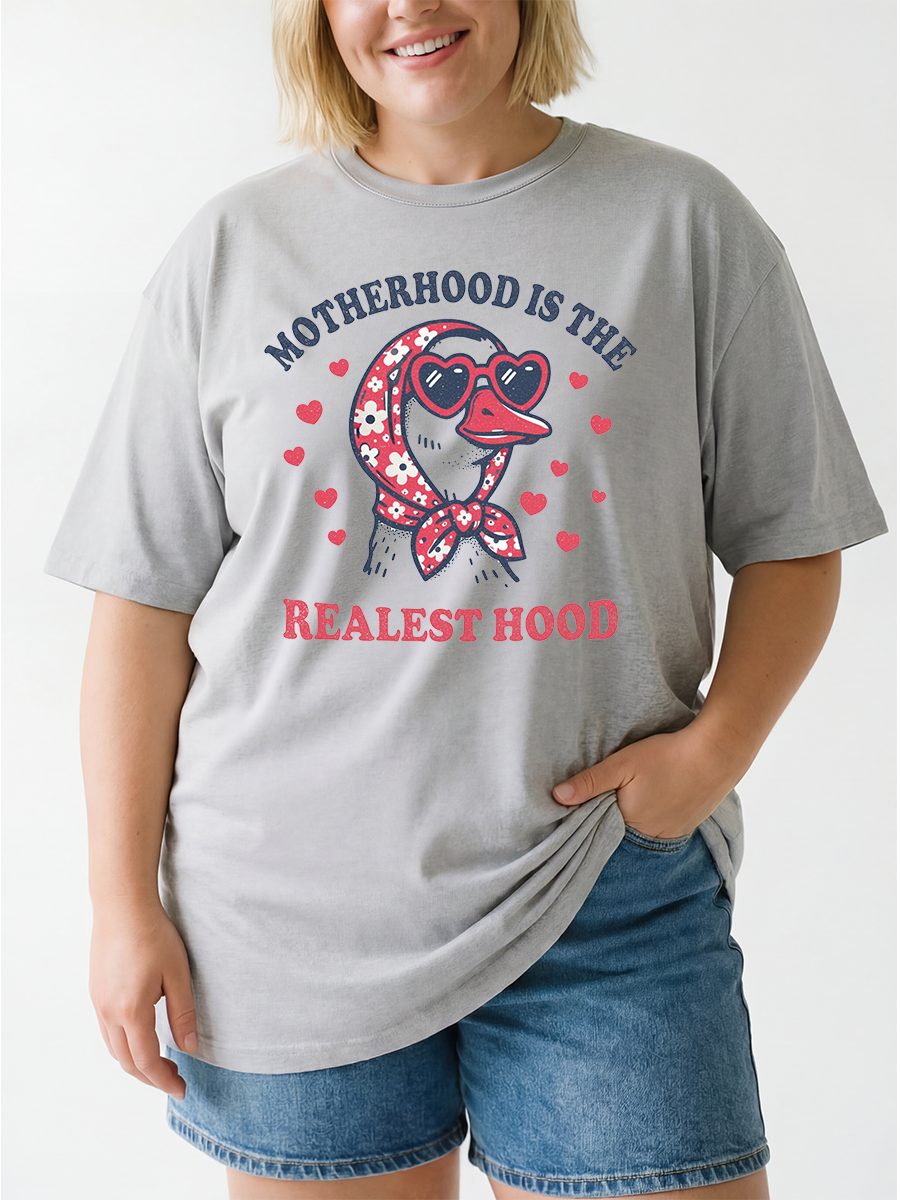 Vintage Motherhood Is The Realest Hood Oversize Graphic Tee