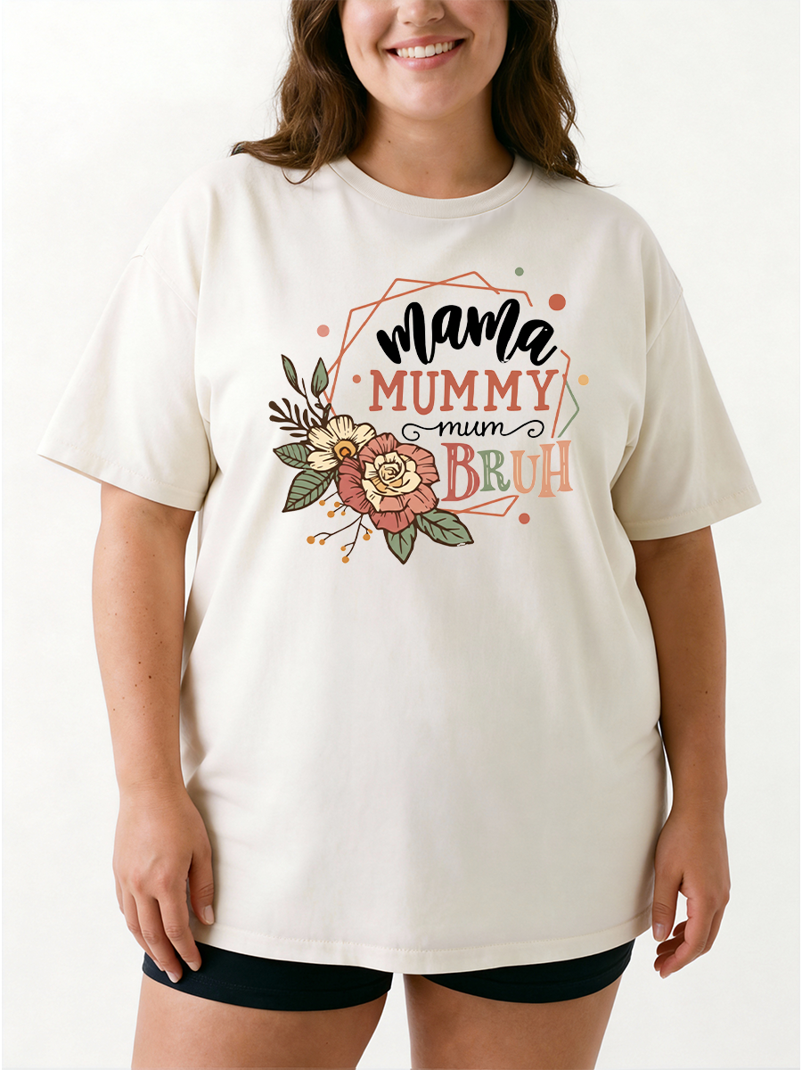 Vintage Mama Mommy Mom Bruh Oversize Graphic Tee
