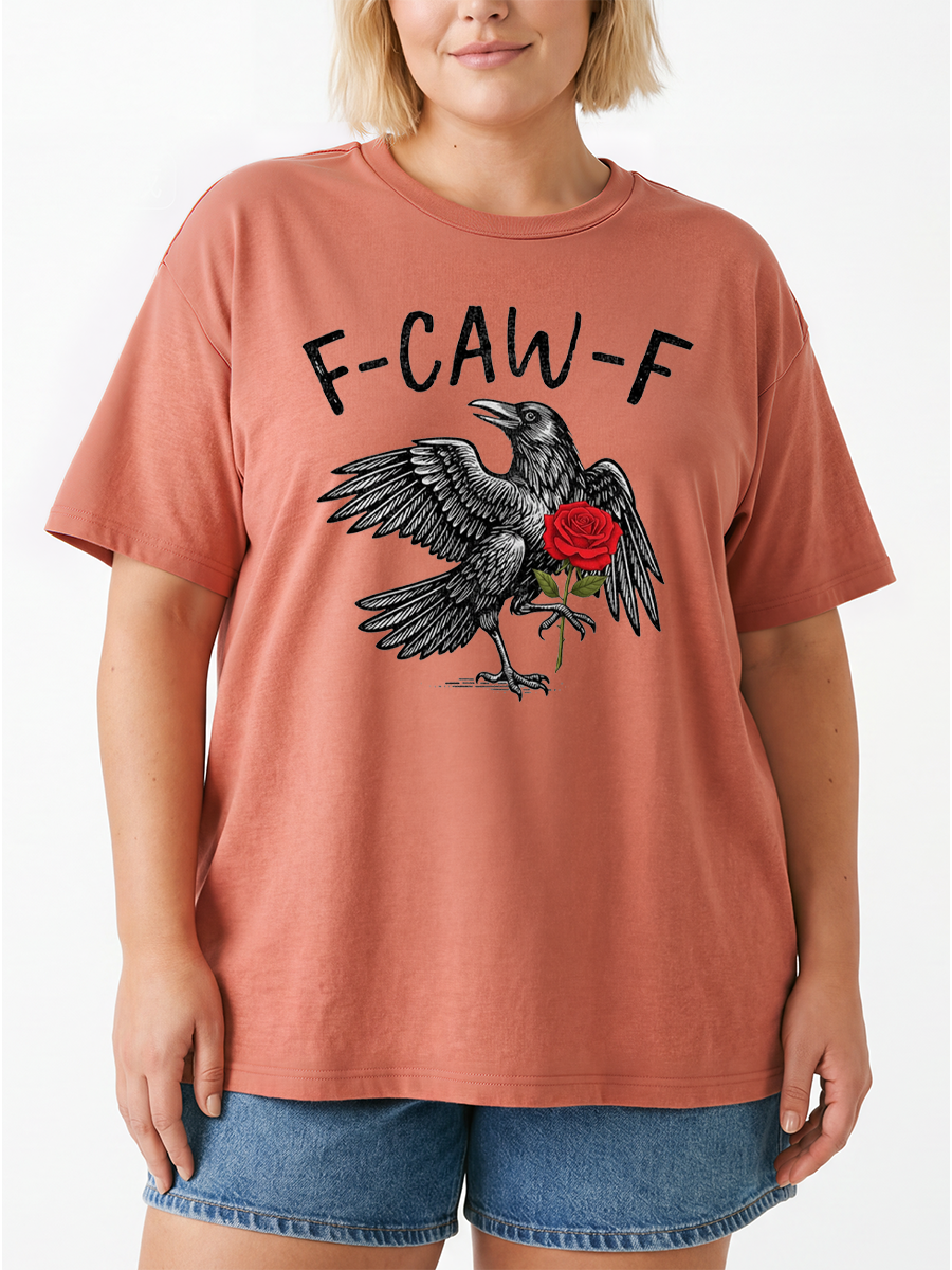 Vintage F-Caw-F Funny Crow Oversize Graphic Tee