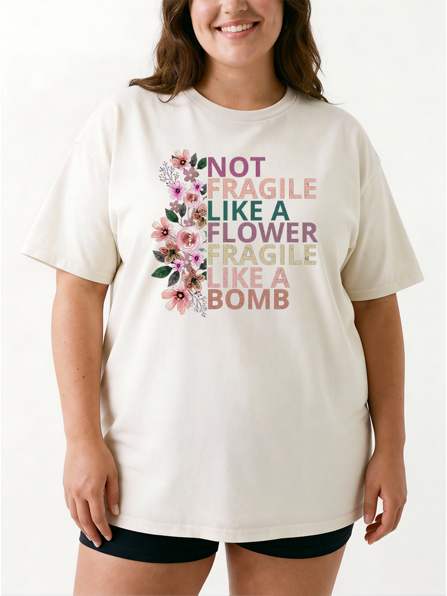Vintage Floral Feminist Women Power Oversize Graphic Tee