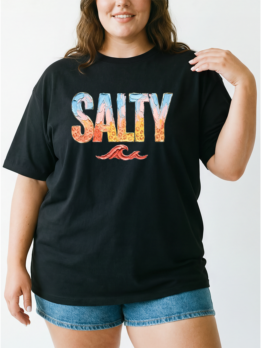 Vintage Salty Beach Babe Oversize Graphic Tee
