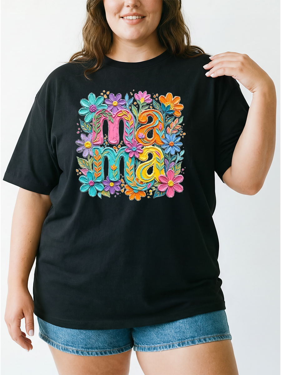 Vintage Floral Mama Oversize Graphic Tee