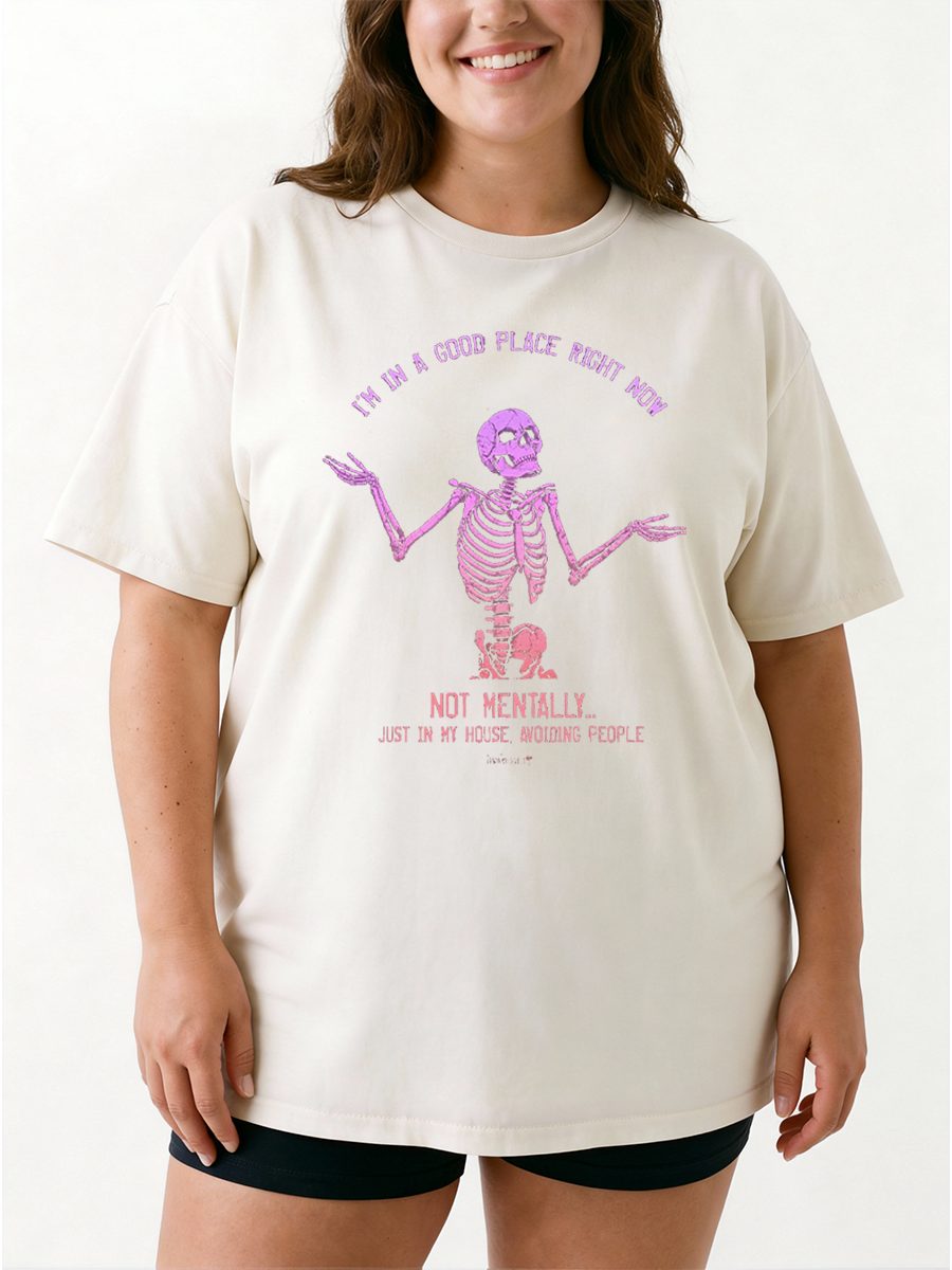 Vintage Avoiding People Oversize Graphic Tee