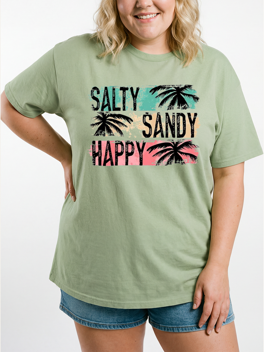 Vintage Salty Sandy Happy Summer Oversize Graphic Tee