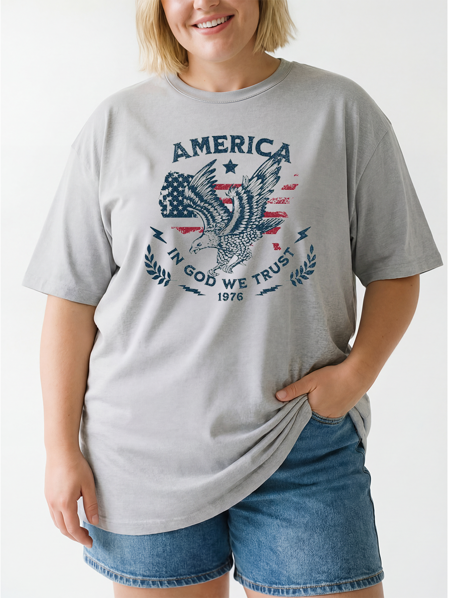 Vintage Patriotic Eagle Oversize Graphic Tee
