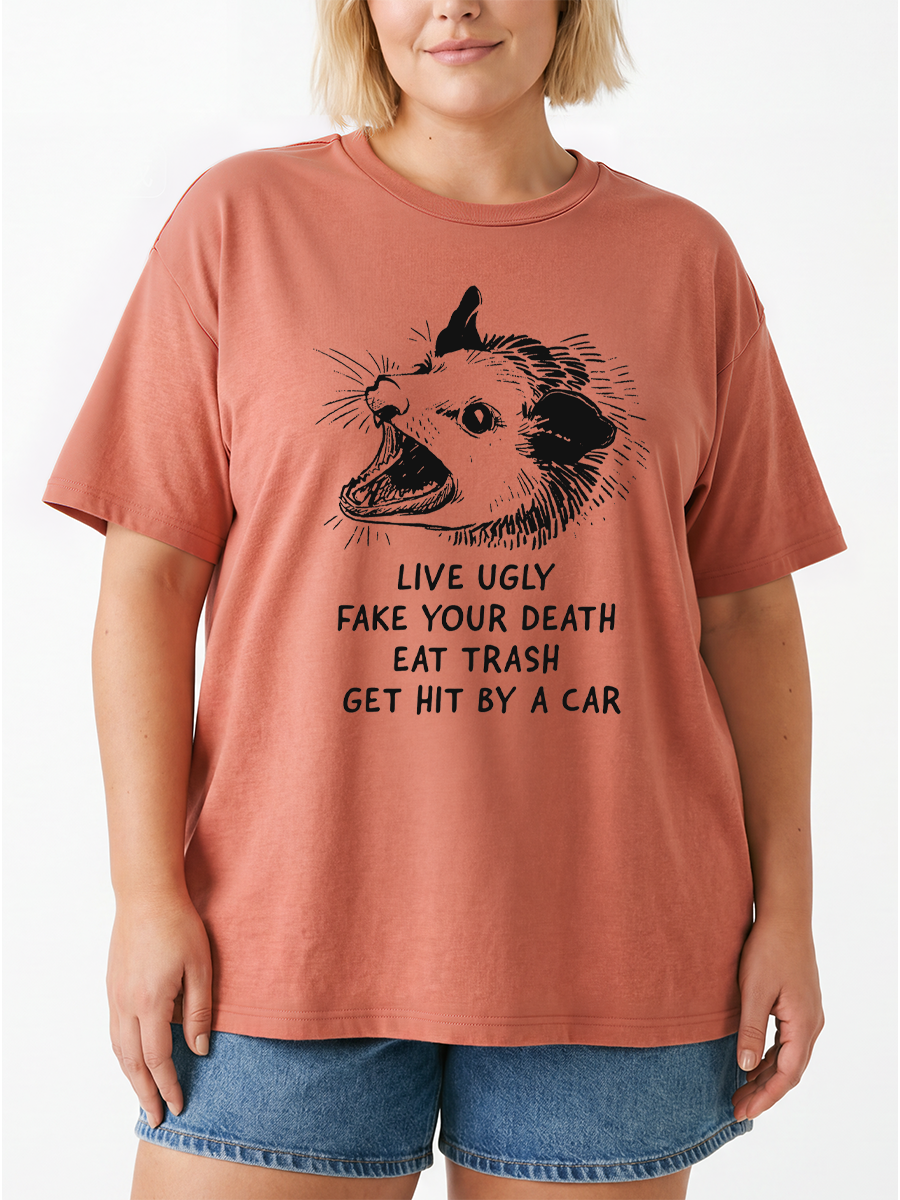 Vintage Eat Trash For Opossum Lovers Oversize Graphic Tee
