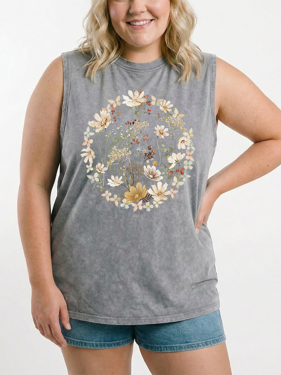 Vintage Wildflower And Butterfly Washed Tank