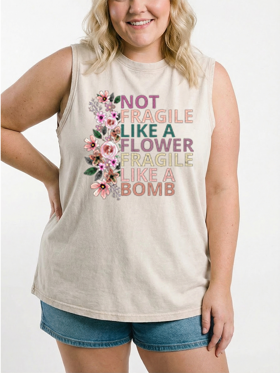 Vintage Floral Feminist Women Power Washed Tank