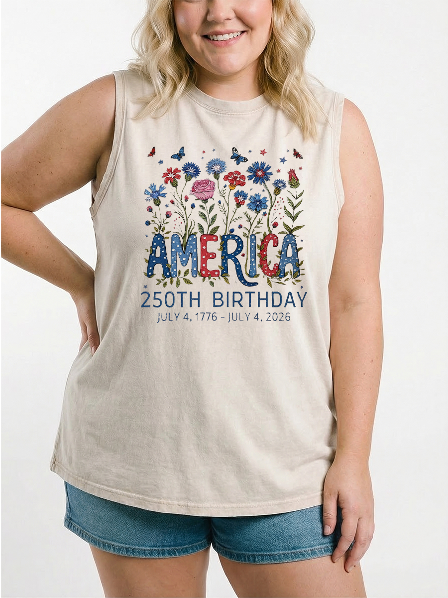 Vintage Floral America 250 Years Washed Tank