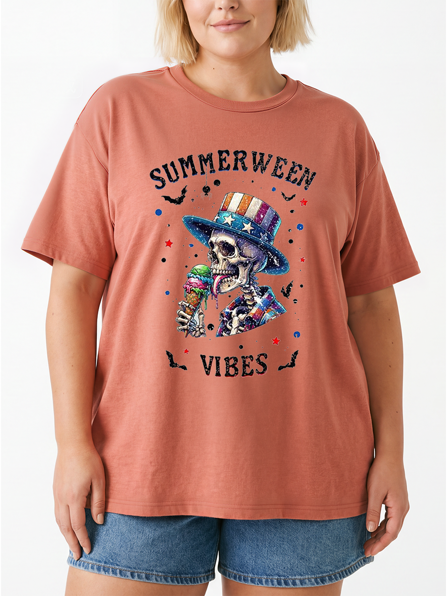 Vintage Summerween Vibes Oversize Graphic Tee