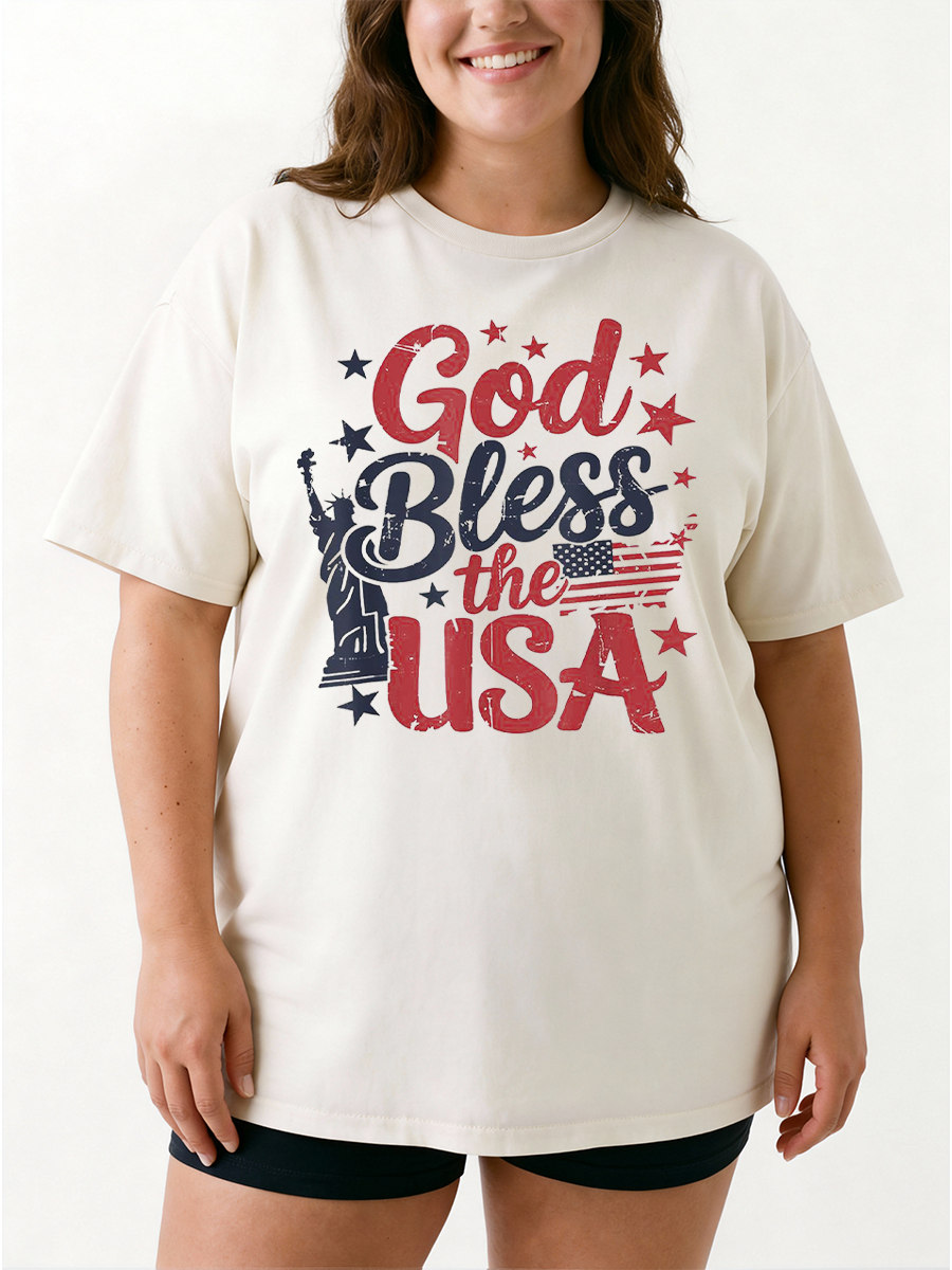 Vintage God Bless The Usa Oversize Graphic Tee