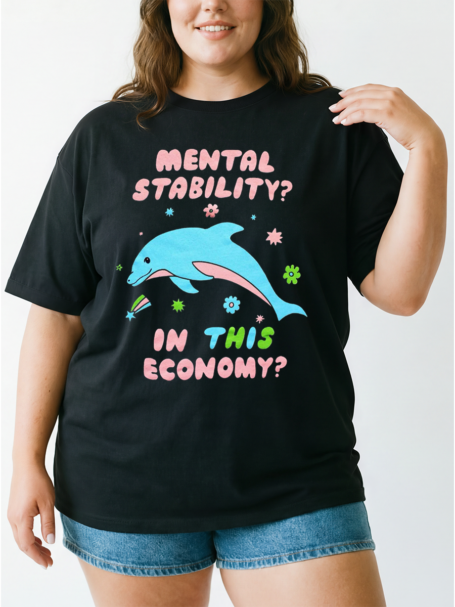 Vintage Mental Stability In This Economy Oversize Graphic Tee