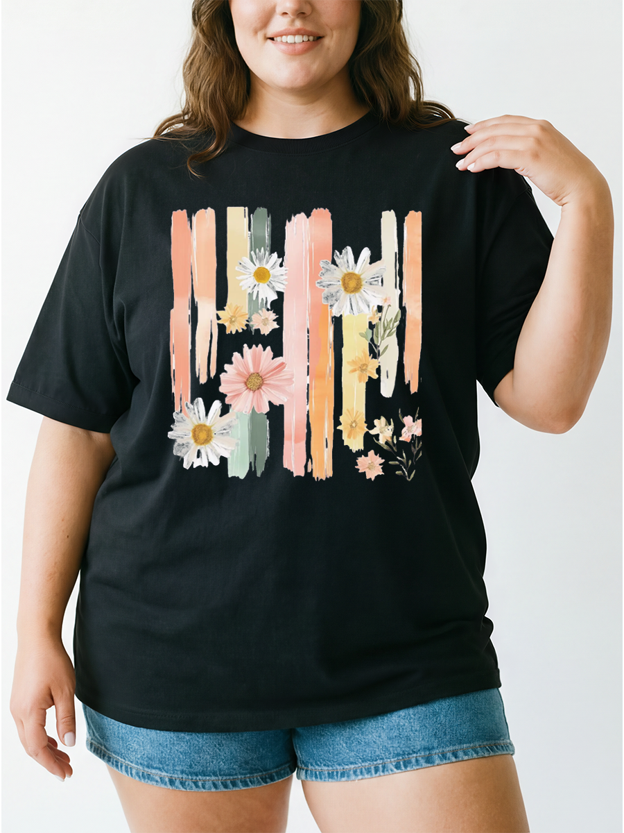 Vintage Botanical Floral Oversize Graphic Tee