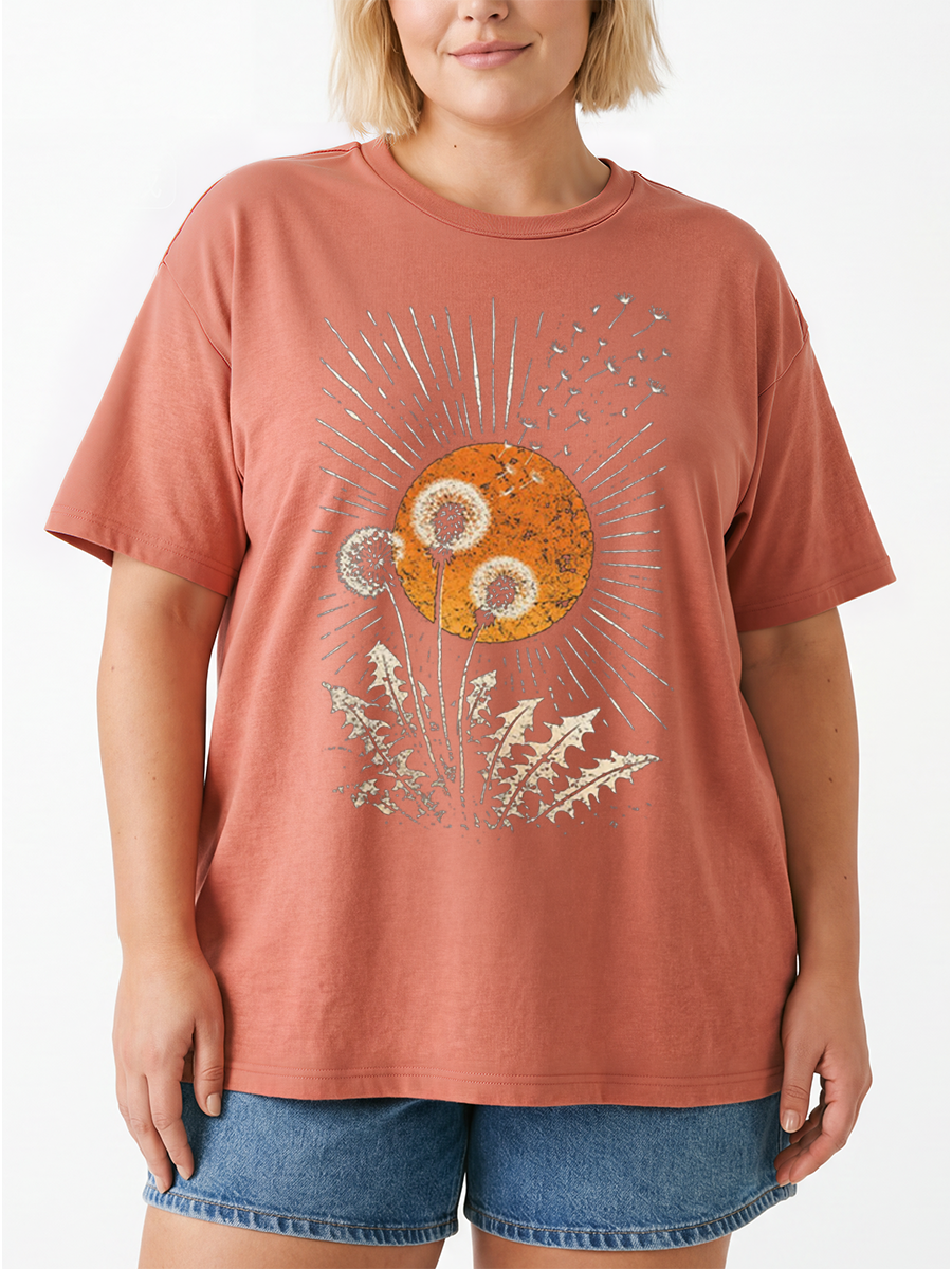 Vintage Dandelion Sun Oversize Graphic Tee