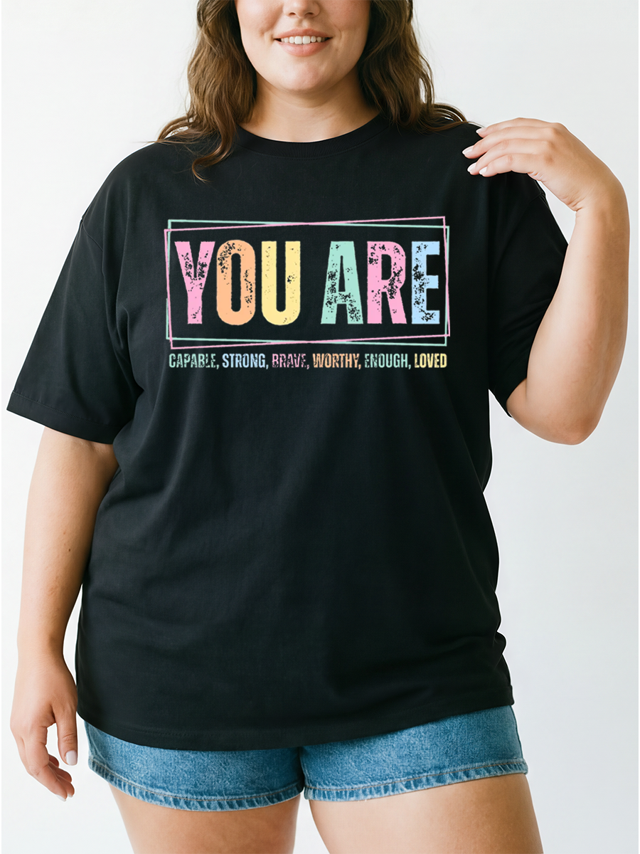 Vintage You Are Inspirational Oversize Graphic Tee