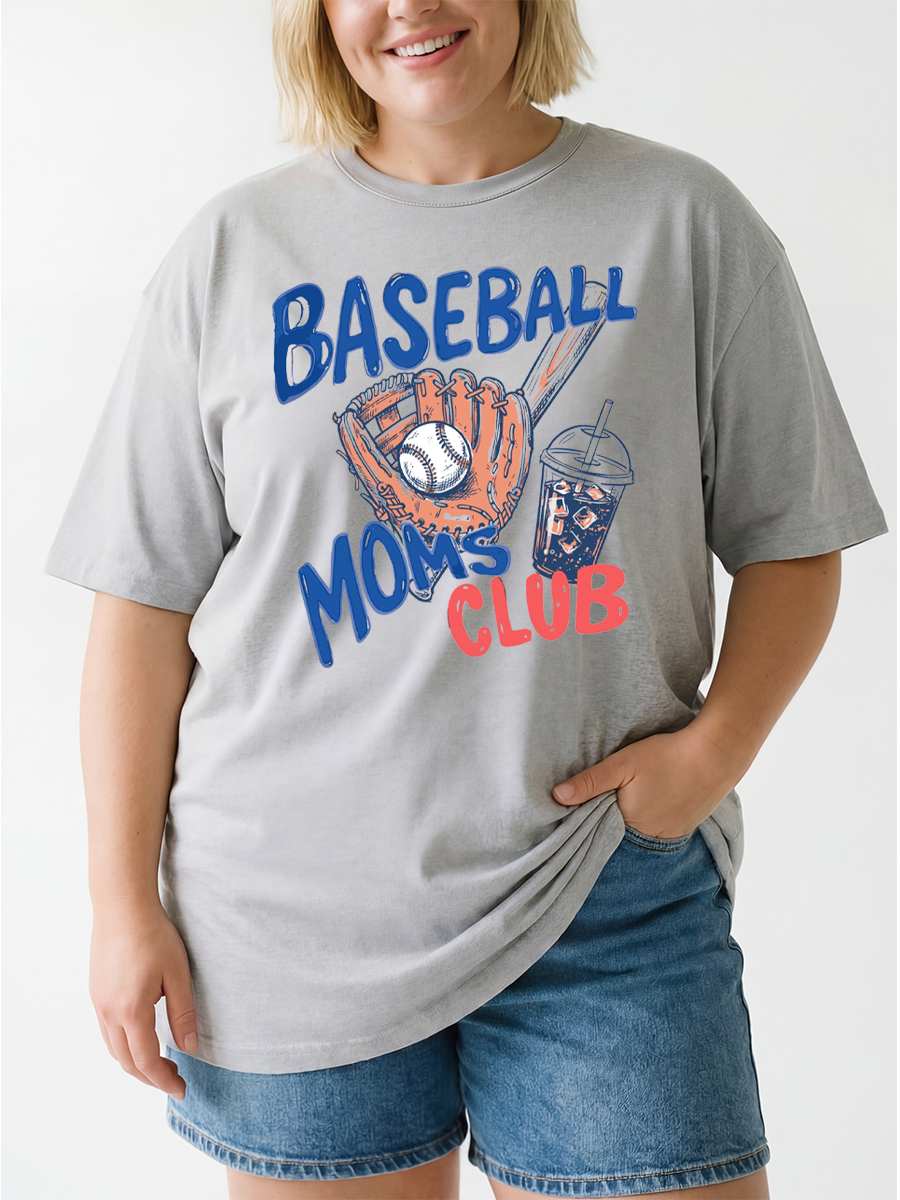 Vintage Baseball Moms Club Oversize Graphic Tee