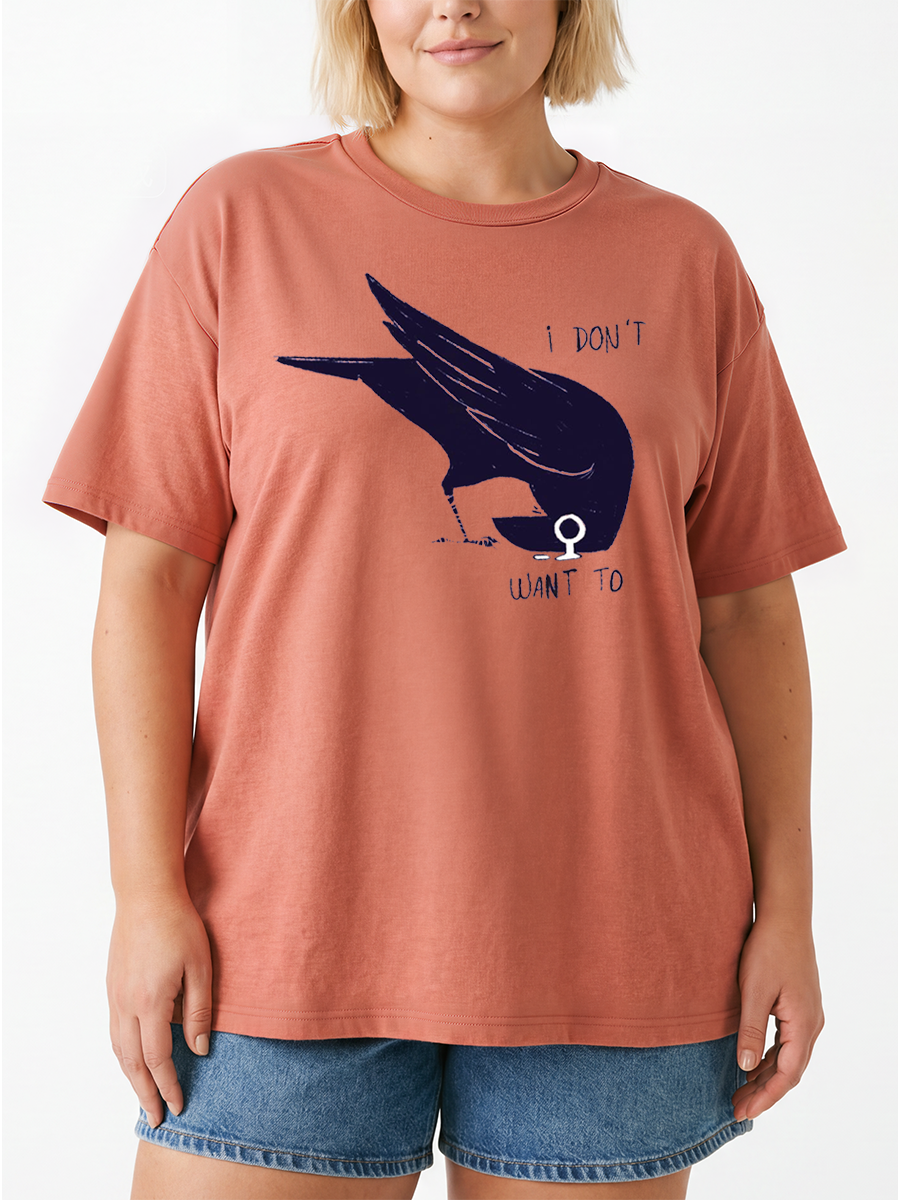 Vintage Exhausted Pigeon I Don'T Want To  Oversize Graphic Tee