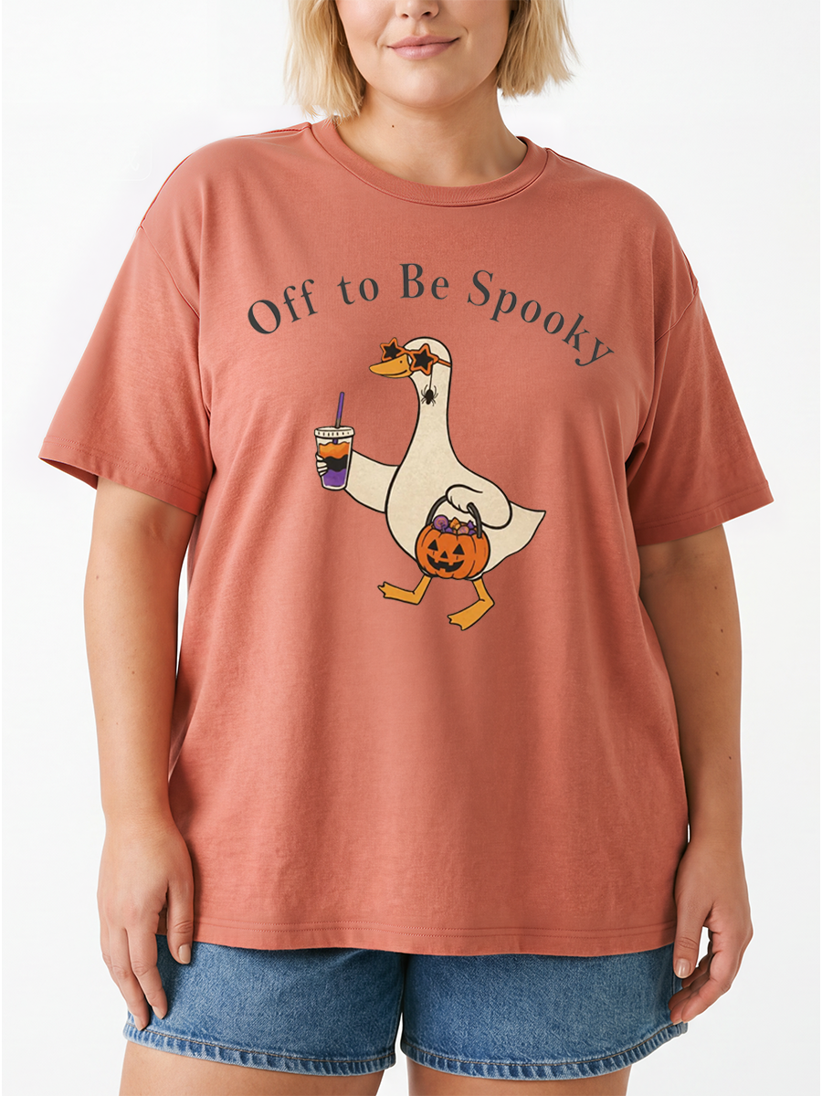 Vintage Off To Be Spooky Goose Oversize Graphic Tee
