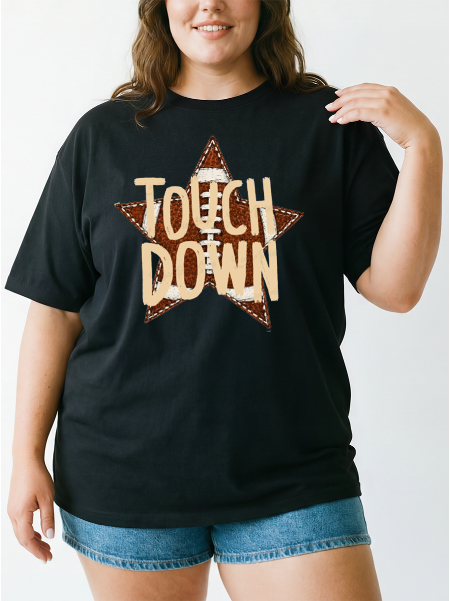Vintage Touchdown Football Season For Mom Oversize Graphic Tee