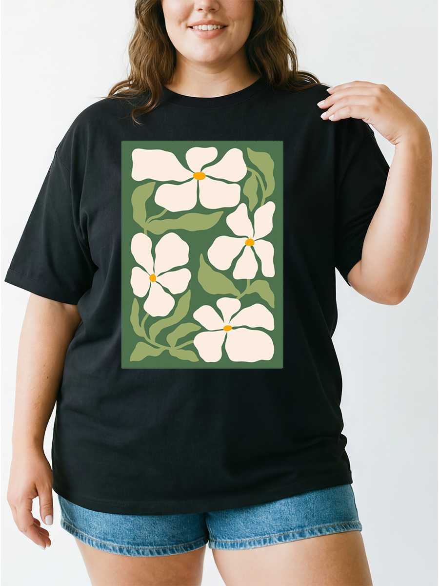 Vintage Boho Floral Oversize Graphic Tee