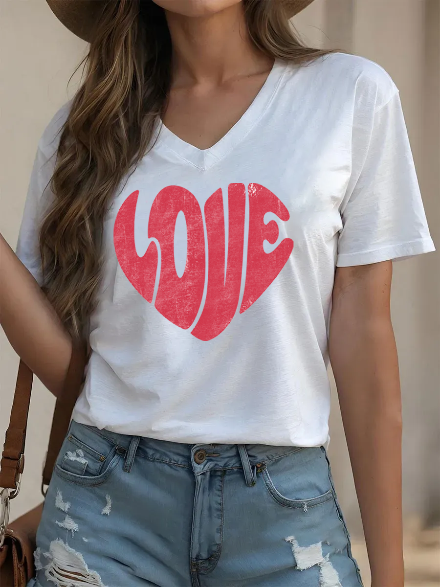 Vintage Retro Love V-Neck Tee