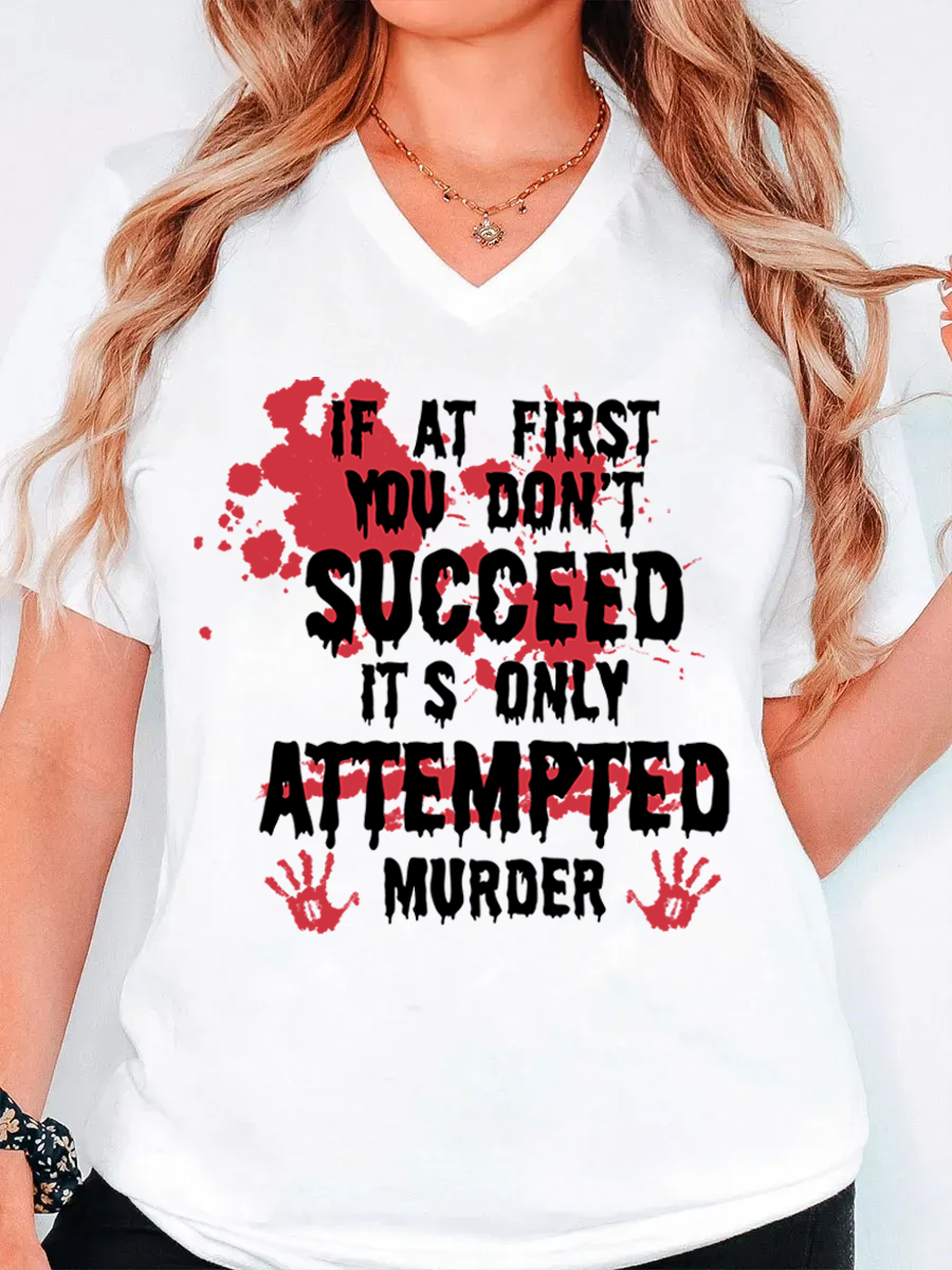 Vintage If At First You Don'T V-Neck Tee