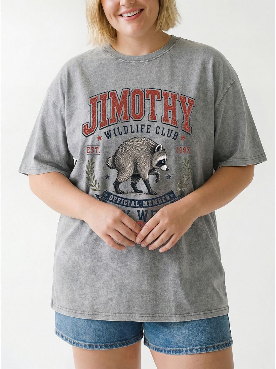 Vintage Wildlife Club Stay Weird Short Spine Raccoon Washed T-Shirt