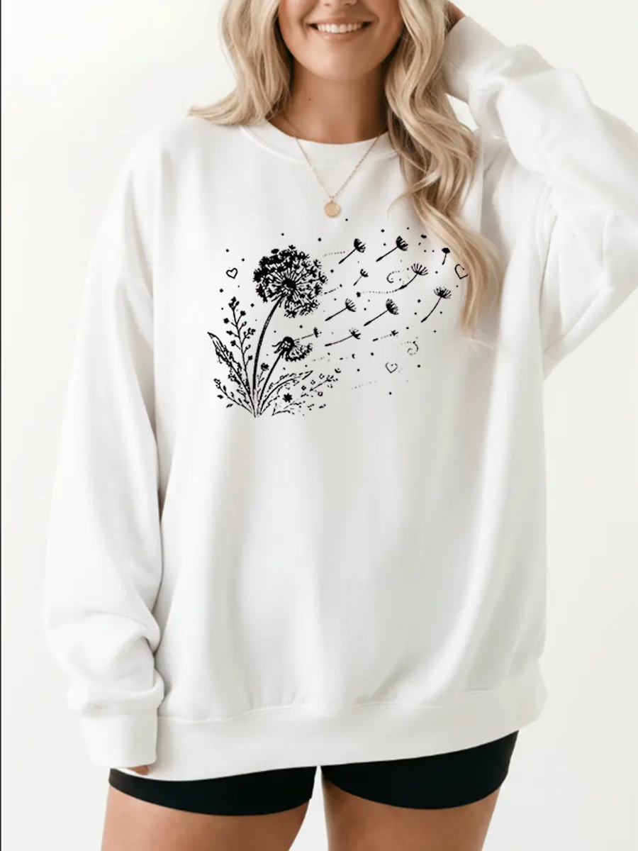 Vintage Dandelion Wildflower Graphic Sweatshirt