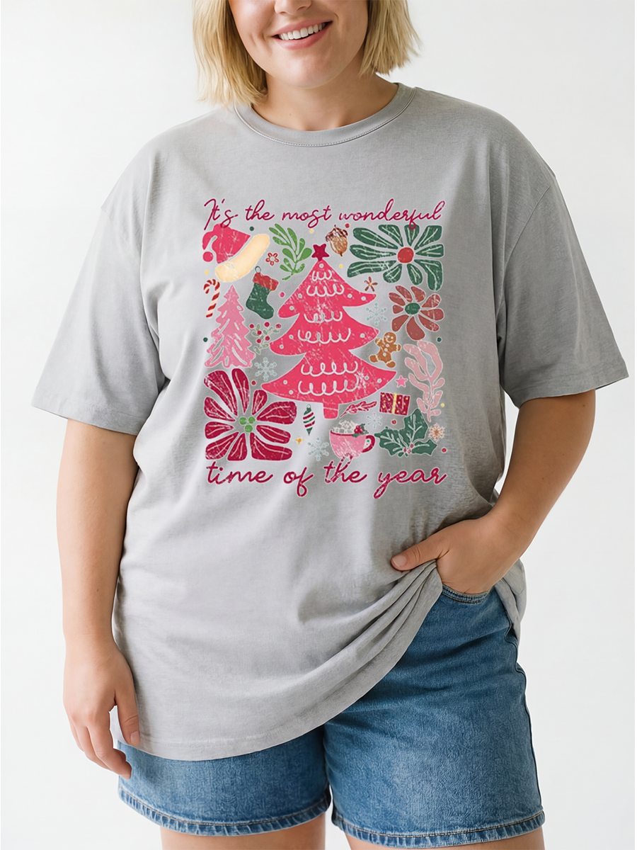 Vintage It'S The Most Wonderful Time Of The Year Oversize Graphic Tee