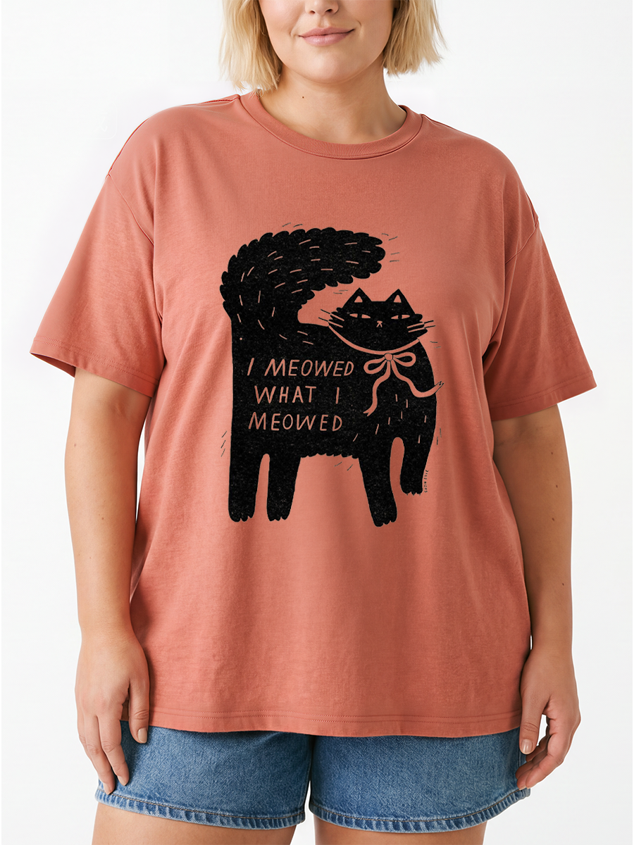 Vintage I Meowed What I Meowed Oversize Graphic Tee